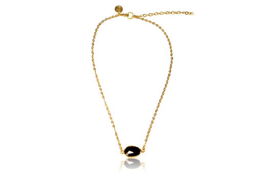 'Teri' (Black Onyx) Necklace - Gold