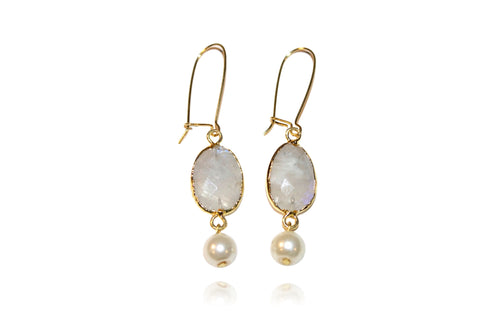 'Tina' (Moonstone) Earrings - Gold