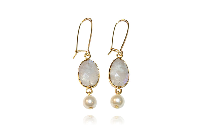 'Tina' (Moonstone) Earrings - Gold