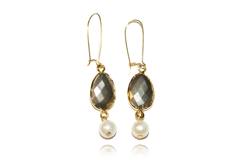 'Tina' (Pyrite) Earrings - Gold