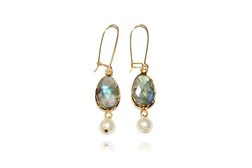 'Tina' (Labradorite) Earrings - Gold