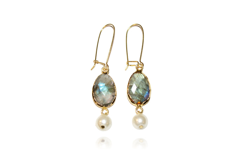 'Tina' (Labradorite) Earrings - Gold
