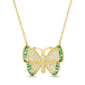Emerald CZ Butterfly Necklace - Gold